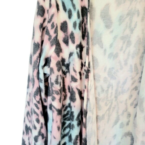 GeeGee Womens MultiColor Fun Animal Print Longline Open Front Side Slit Cardigan - Picture 5 of 11